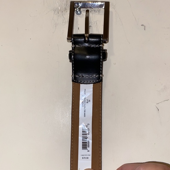 ♣️NWT Cole Haan Black Stitched Genuine Leather Belt - Picture 8 of 14